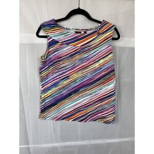 Y2K Rafaella rainbow stripe boat neck sleeveless top PM bold artsy